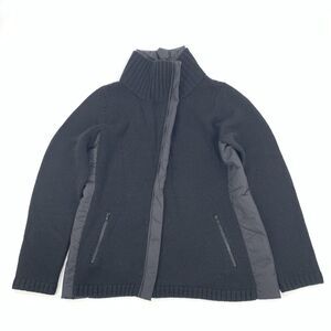 Eileen Fisher 100% Merino Wool Full Zip Sweater Jacket Coat Medium Womens Black